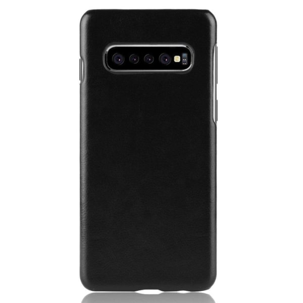 Samsung Galaxy S10 Plus litchi läderfodral - Svart Svart