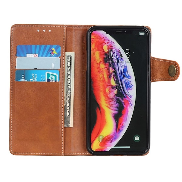 LG G8 ThinQ S-muotoinen kuvioitu nahkakotelo - Ruskea Brown