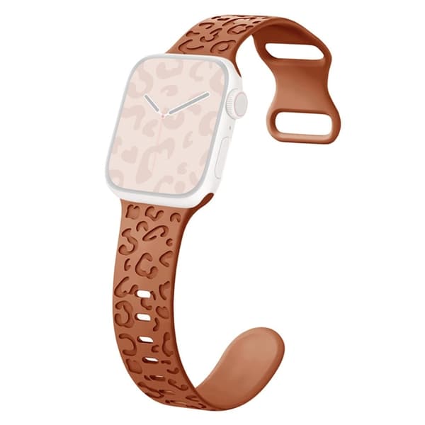 Apple Watch Series 41mm - 40mm - 38mm Universal Flexibel Rem Leopardmönster Klockarmband - Tan Brun