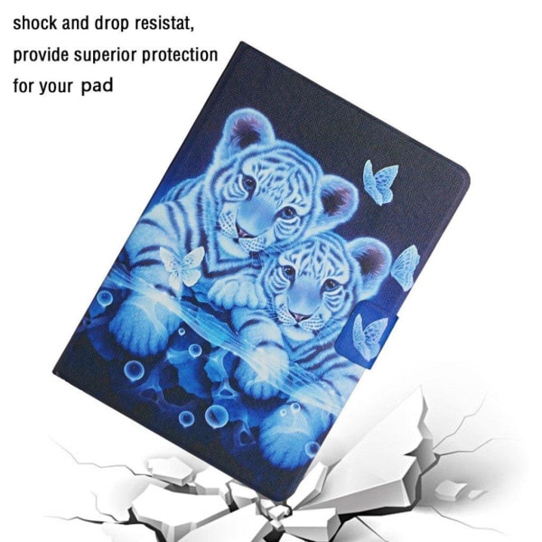 Lenovo Tab M10 vibrant pattern leather flip case - Two Tigers White