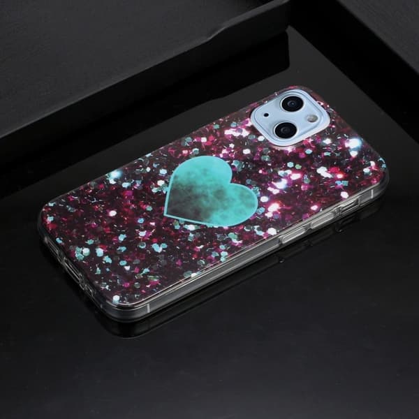 Marble iPhone 14 Plus Etui - Grønt Hjerte Green