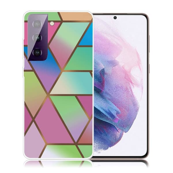 Marmormotiv Samsung Galaxy S21 Plus 5G skal - Rosa/Grön Och Blå Gradienter multifärg