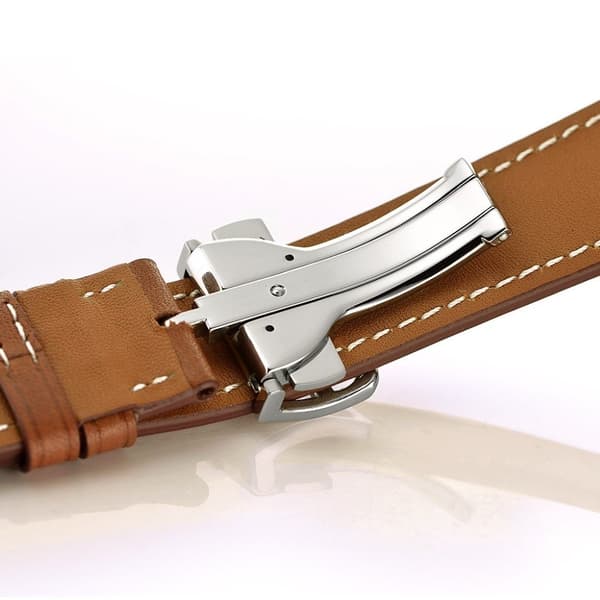 Apple Watch Series 5 44mm simpel ægte læder Urrem - Brun Brown
