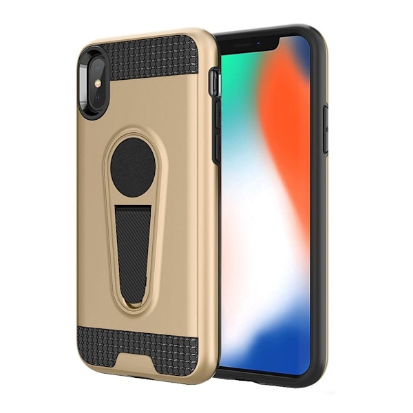 iPhone 9 Plus mobilskal metall plast silikon utfällbart ställ magnetisk bilhållare - Guld Guld