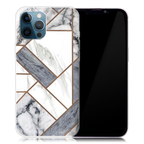 Marble design iPhone 13 Pro cover - Grå / Hvid Marmorflise Multicolor