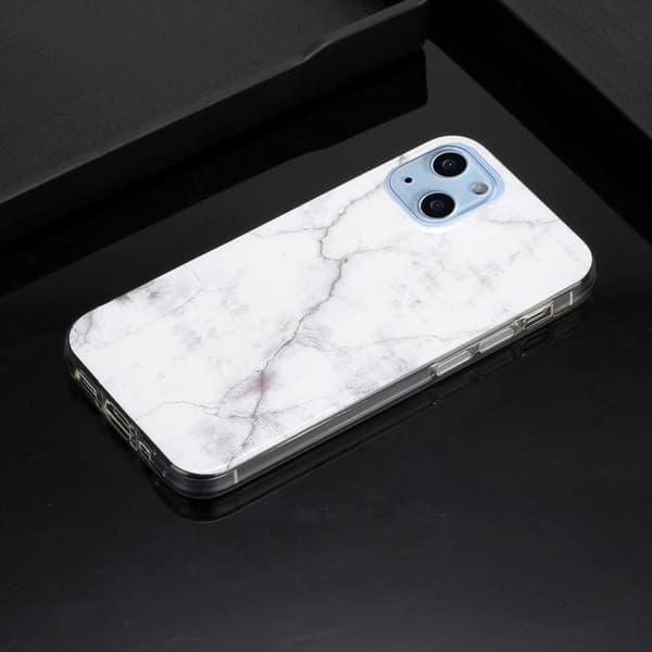 Marble iPhone 14 Plus Etui - Hvit Klinkekule White