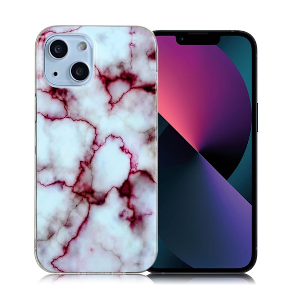 Marmordesign iPhone 13 deksel - Rød Red