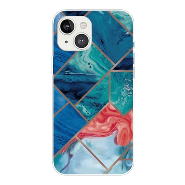Marble design iPhone 14 Plus kotelot - Sininen Ja Oranssi Marmori Multicolor