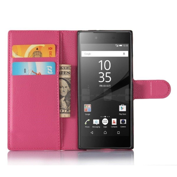 Sony Xperia XA1 litchi fiber läderfodral - Varm rosa Rosa