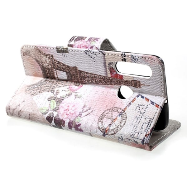 Huawei P30 Lite mønstret læder flip etui - Eiffeltårnet Multicolor