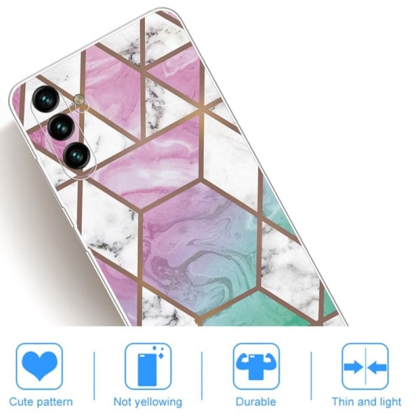 Marble Samsung Galaxy A13 5G Etui - Hvid Diamant i Farverig Baggrund Multicolor