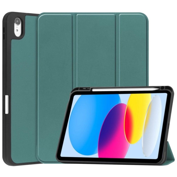 Tri-fold läderfodral för iPad 10.9 (2022) - Grön Grön