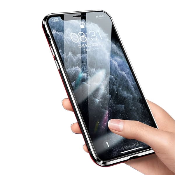 R-JUST RJC-11 Alu/Glas etui - iPhone 11 Pro Max - Sort+Rød Red