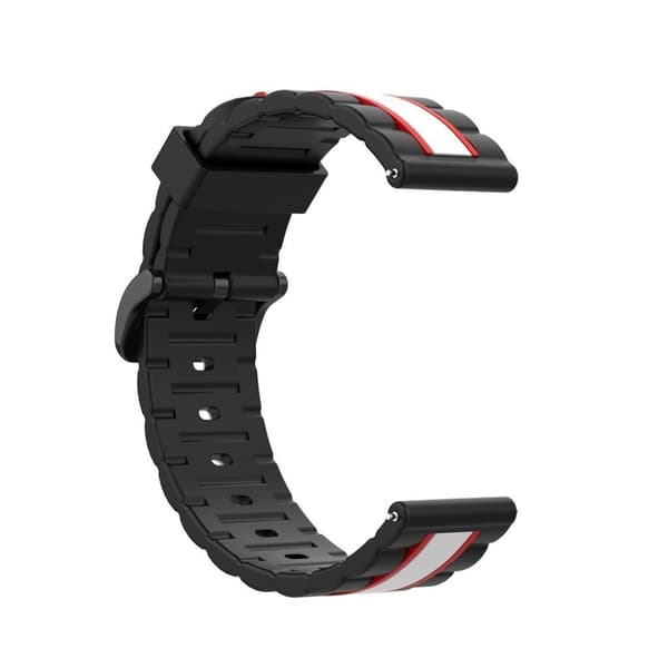 20mm Universal wave square silicone watch strap - Black / Red / White Svart