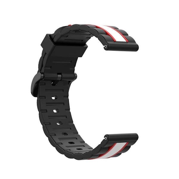 20mm Universal wave square silikone urrem - Sort / Rød / Hvid Black