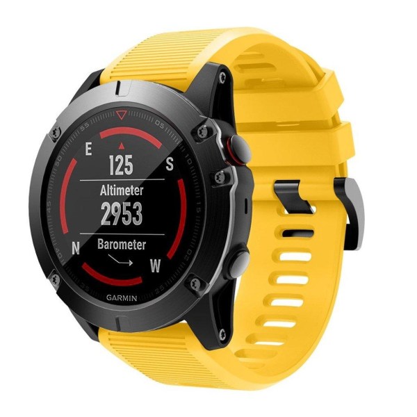 Garmin Fenix 5X silikonearmbånd med striber - Gul Yellow