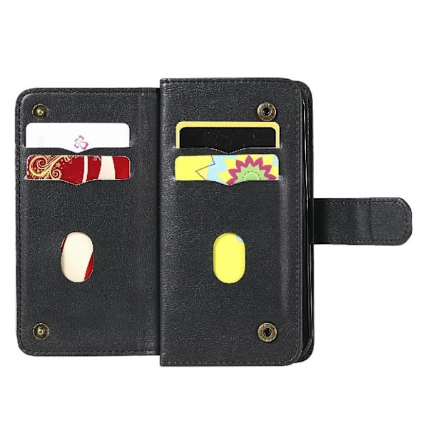 iPhone Xs etui med pung & 10 kortpladser – Sort Black