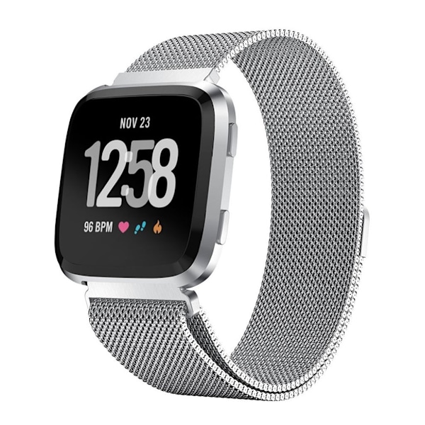 Fitbit Versa urlänk träningsklocka rostfri stål meshlänk elektropläterad giftfri allergifri - Silver Silvergrå