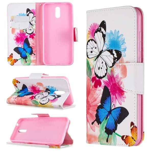 Wonderland Nokia 2.3 flip-etui - Sommerfugler Og Blomster Multicolor