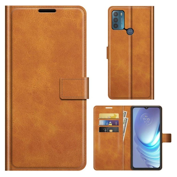 Hållbart konstläder Motorola Moto G50 fodral med plånbok - Orang Orange
