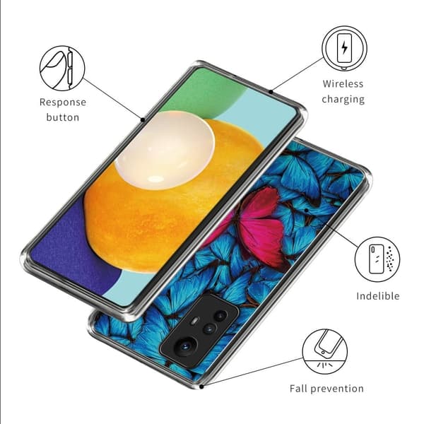 Deco Xiaomi Redmi Note 12S deksel - Rød Sommerfugl Blue