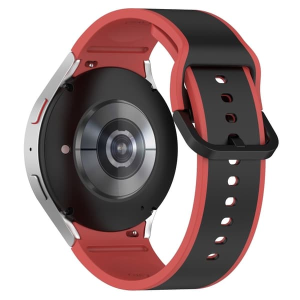 Samsung Galaxy Watch 5 / 4 dobbeltfarvet silikoneurrem - Sort / Rød Red