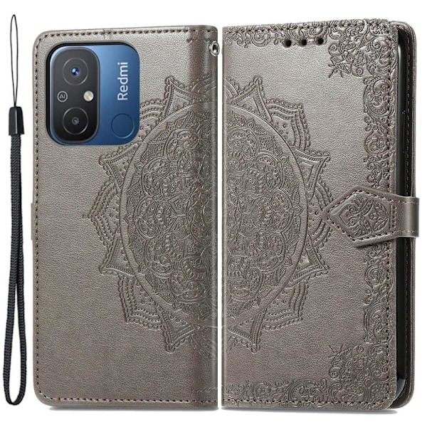 Mandala Xiaomi Redmi 12C / 11a Flip Fodral - Grå Silvergrå