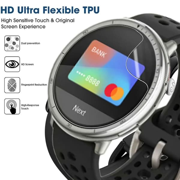 3-pack Huami Amazfit Active 2 Flexibelt skärmskydd för klockor Anti-rep HD Clear Hydrogel Film Transparent