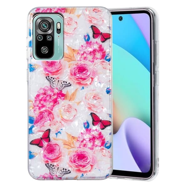 Marble Xiaomi Poco M5s / Note 10s / 10 Suojakotelo - Värikäs Perhonen Pink