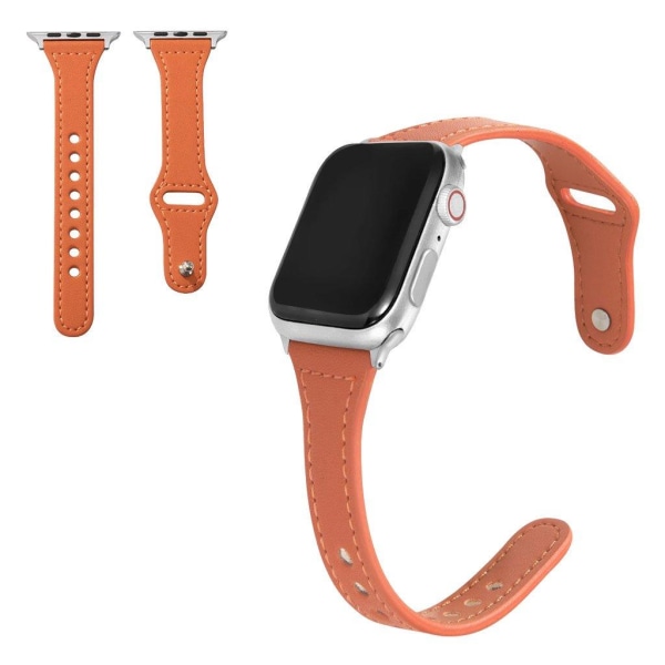 Apple Watch Series 6 / 5 40mm button snap genuine leather watch Orange