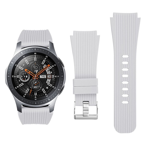 Samsung Galaxy Watch (46mm) erstatnings urrem i silikone ned stribet tekstur - Lysegrå Silver grey