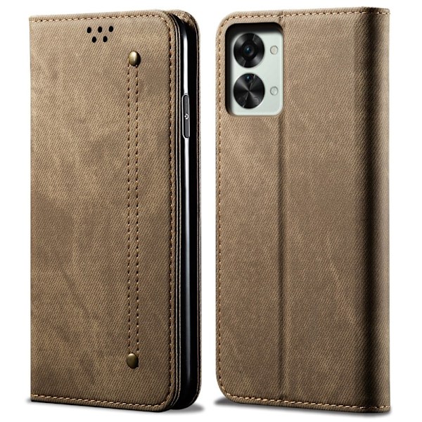 Jeans OnePlus Nord 2T flip case - Khaki Brown
