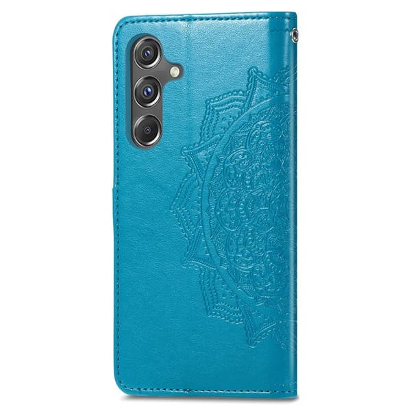 Mandala läder Samsung Galaxy A15 fodral - Blå Blå