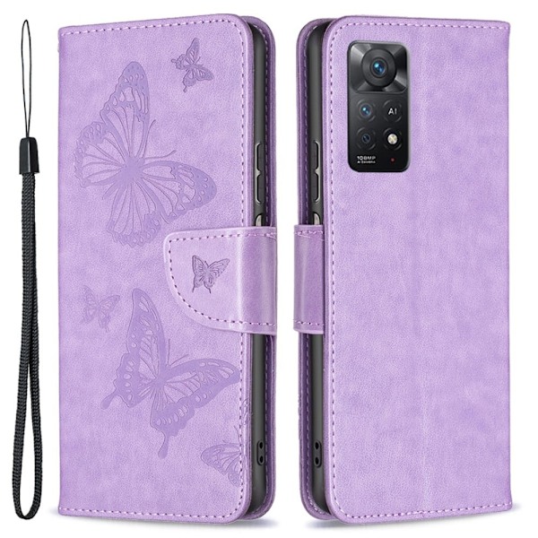 Butterfly Xiaomi Redmi Note 11S 5G / Xiaomi Redmi Note 11 Pro Læderetui - Lilla Purple