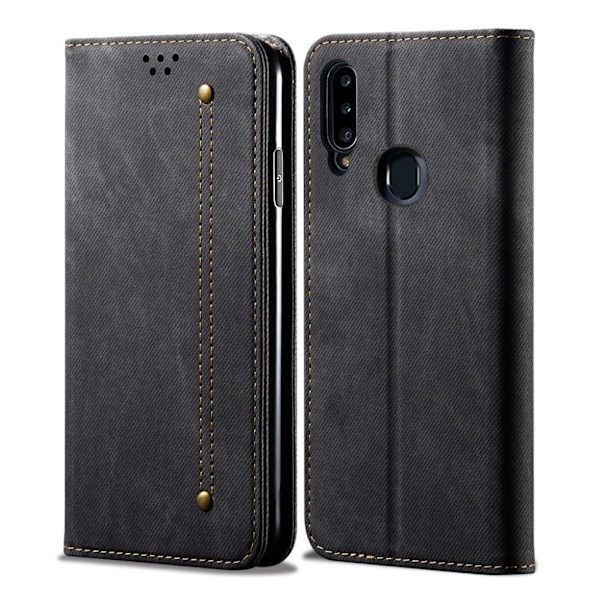 Jeans Samsung Galaxy A20s etui - Sort Black