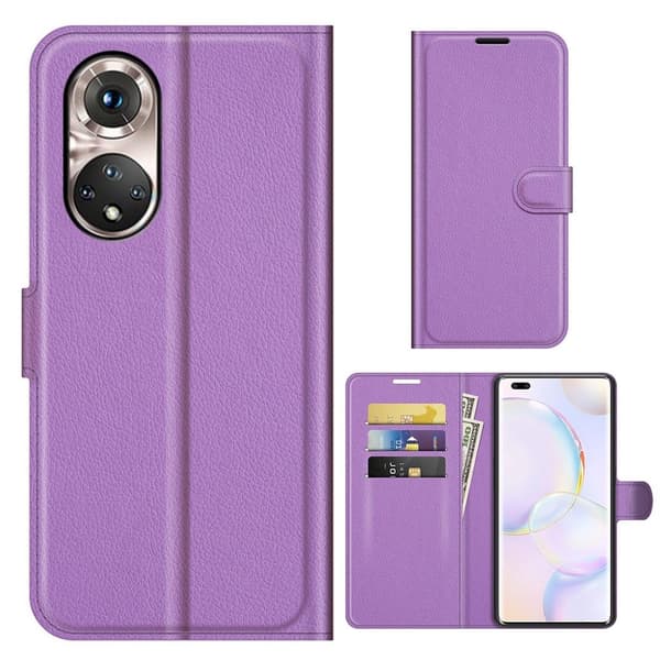 Klassisk Honor 50 Pro flip etui - Lilla Purple