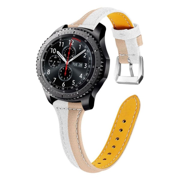 Samsung Gear S3 Frontier / S3 Classic muodikas aito nahkakellonauha - Valkoinen / Beige Multicolor