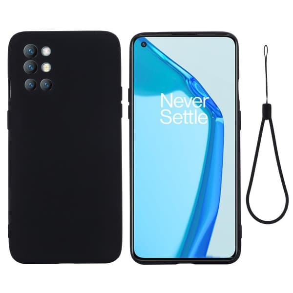Matt flytende silikondeksel for OnePlus 9R - Svart Black