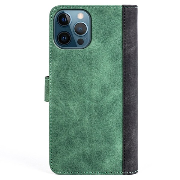 To-farvet iPhone 12 Pro Max læderetui - Grøn Green