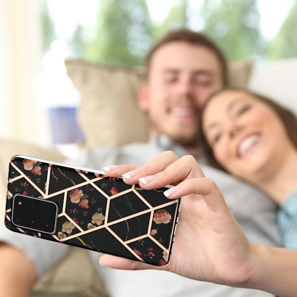 Marble Samsung Galaxy S20 Ultra Etui - Sorte Blomster Black