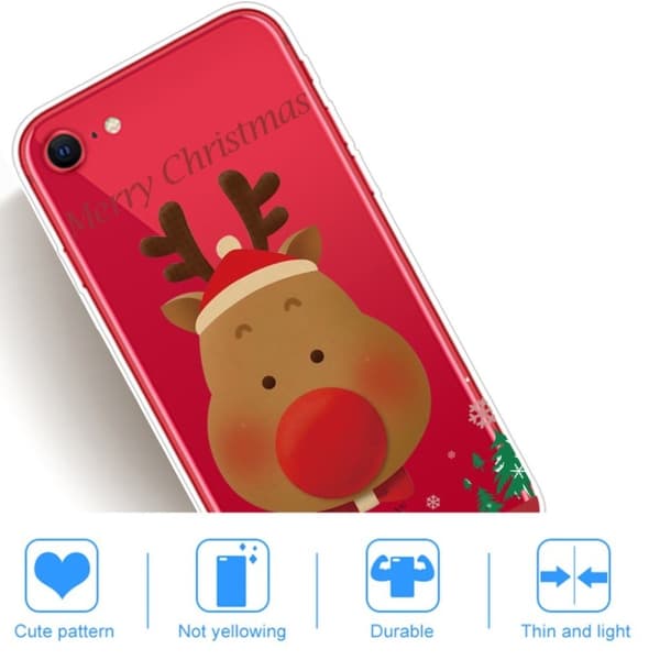 Juleveske til iPhone SE 2020 - Elg Med Rød Nese Brown