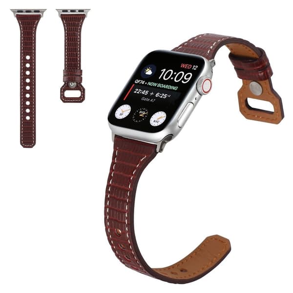 Apple Watch 40 mm bambusstruktureret urrem i ægte læder - Brun Brown