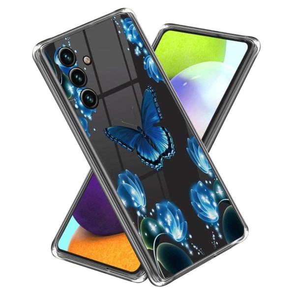 Butterfly läder Samsung Galaxy A34 5G fodral - Blå Blå