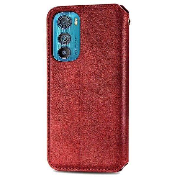 Nahkakotelo With A Stylish Rhombus Imprint For Motorola Edge 30 - Punainen Red