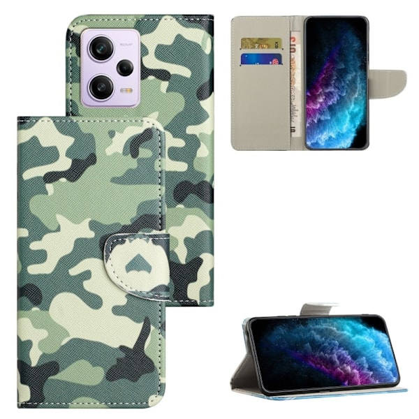 Wonderland Xiaomi Poco X5 / Redmi Note 12 Flip Fodral - Camouflage Grön