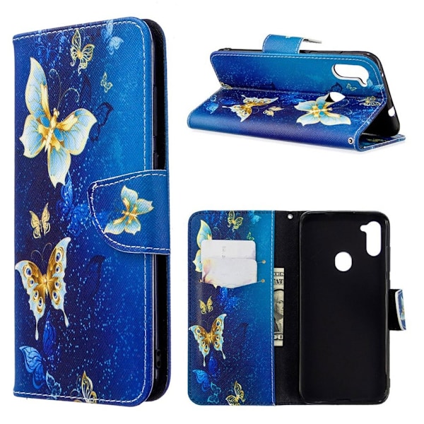 Wonderland Samsung Galaxy A11 / M11 Etui - Guld Sommerfugl Multicolor