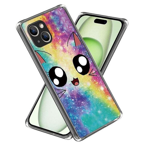Deco iPhone 15 Plus deksel - Regnbuekatt Multicolor
