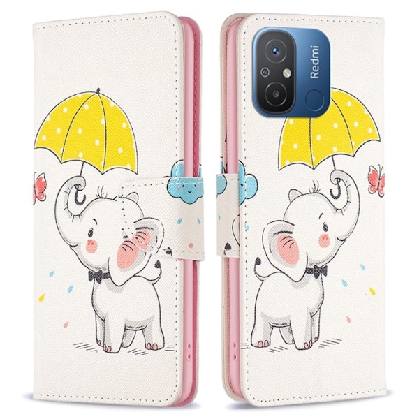 Wonderland Xiaomi Redmi 12C Läppäkotelo - Umbrella And Elephant Pink