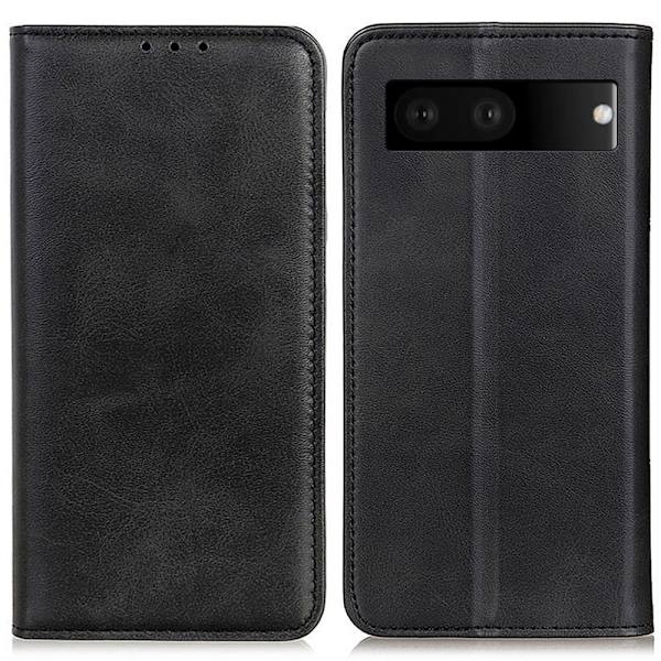Google Pixel 7 lompakkokotelo, aitoa nahkaa - Musta Black