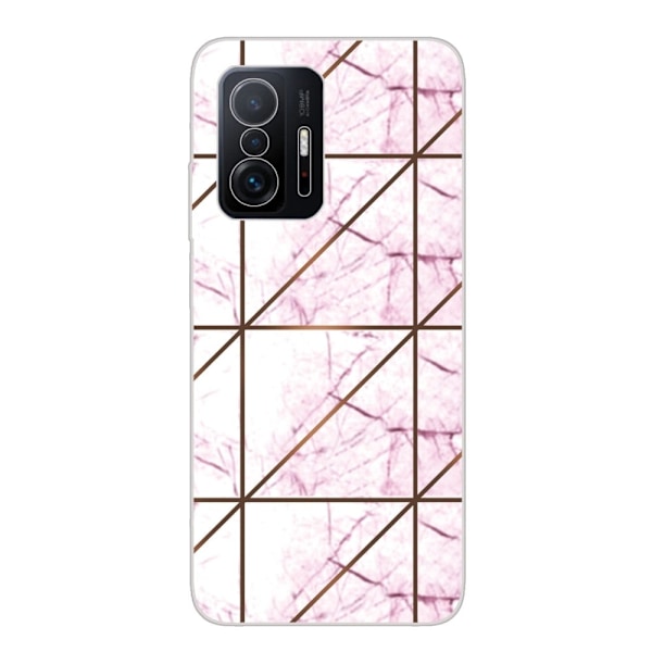 Marble Xiaomi 11T / 11T Pro Etui - White i Firkant Strike Marmor Pink